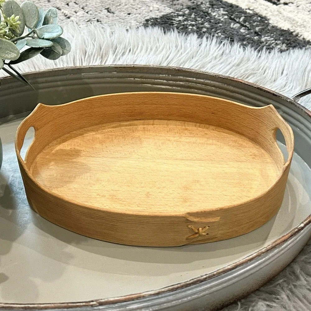 Vintage Svepbricka Swedish Made Oval Wooden Bread Tray 9